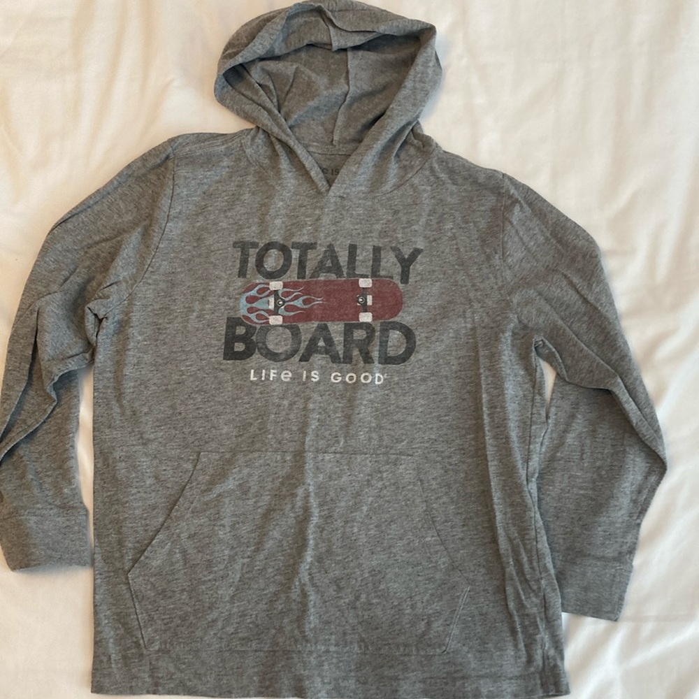 Gray life is good hooded shirt